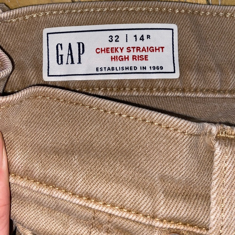 GAP Cheeky Straight High Rise Jeans - Tan